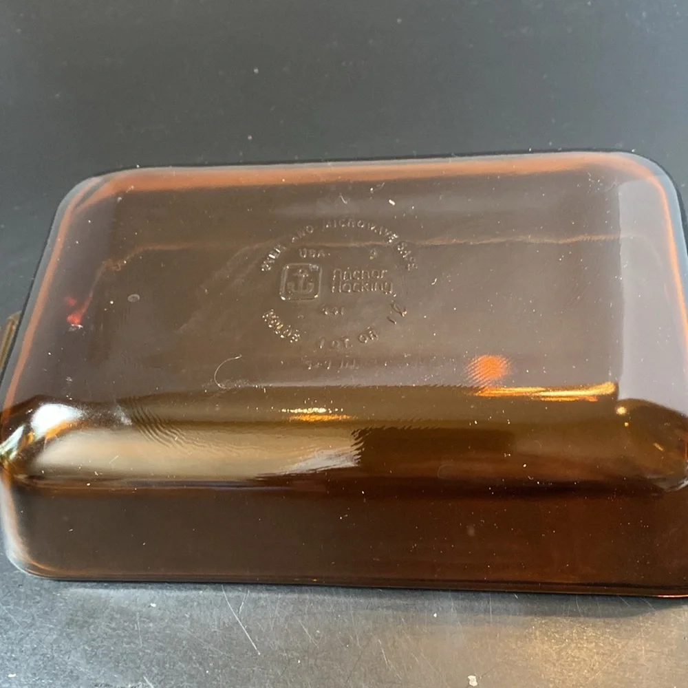 VTG Anchor Hocking amber glass bread meatloaf loaf pan dish 9x5.5” USA